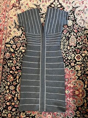 Herve Leger cap sleeve runway bandage mini dress size M grey